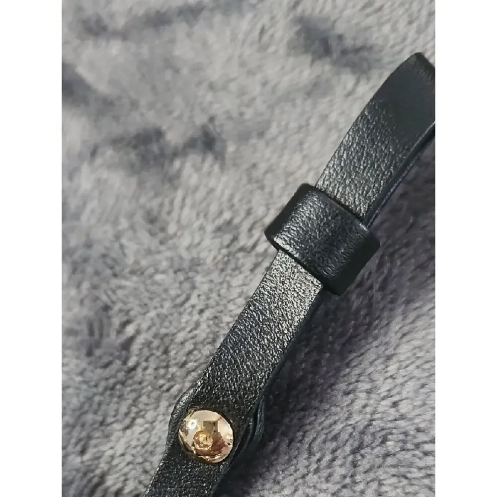 Salvatore Ferragamo Black & Gold Leather Flower Key Holder